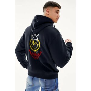 Mikina s Kapucí na Zip, Barva Modrá, s Potiskem Money Rules obraz