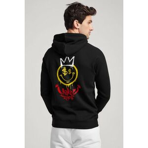 Mikina s Kapucí na Zip, Barva Černá, s Potiskem Money Rules obraz