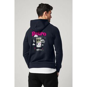 Mikina s Kapucí na Zip, Barva Modrá, s Potiskem 90s Retro Culture obraz