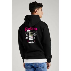 Mikina s Kapucí na Zip, Barva Černá, s Potiskem 90s Retro Culture obraz