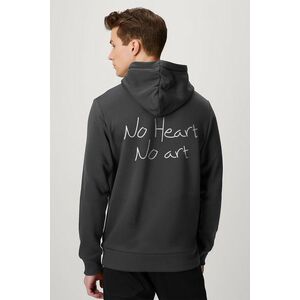 Mikina s Kapucí na Zip, Barva Železitě Šedá, s Potiskem No Heart No Art obraz