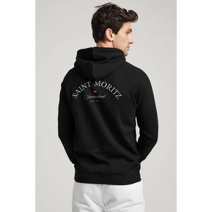 Mikina s Kapucí na Zip, Barva Černá, s Potiskem Saint Moritz obraz