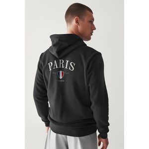 Mikina s Kapucí na Zip, Barva Železitě Šedá, s Potiskem Paris XXXIII Bold obraz