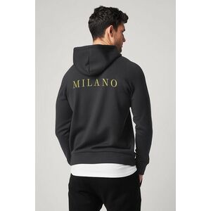 Mikina s Kapucí na Zip, Barva Železitě Šedá, s Potiskem Milano Italy obraz