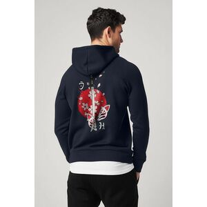 Mikina s Kapucí na Zip, Barva Modrá, s Potiskem Ninja Cat obraz