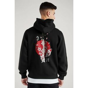 Mikina s Kapucí na Zip, Barva Černá, s Potiskem Ninja Cat obraz