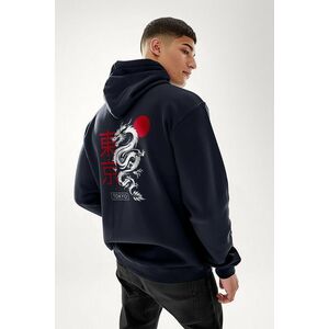 Mikina s Kapucí na Zip, Barva Modrá, s Potiskem Tokyo Rising Dragon obraz