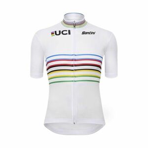 SANTINI Cyklistický dres s krátkým rukávem - UCI WORLD CHAMPION MASTER - bílá/duhová obraz
