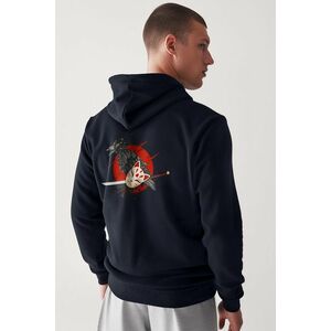 Mikina s Kapucí na Zip, Barva Modrá, s Potiskem Ninja Cat Mask obraz