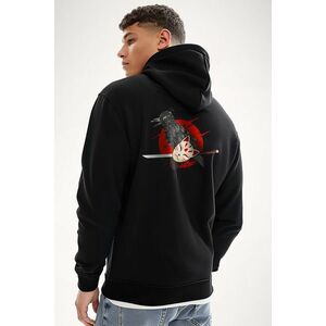 Mikina s Kapucí na Zip, Barva Černá, s Potiskem Ninja Cat Mask obraz