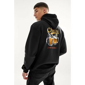 Mikina s Kapucí na Zip, Barva Černá, s Potiskem Cheers obraz