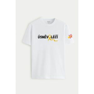 Tričko, Barva Bilá, ve spolupráci s DPR, s Potiskem Úsměv Léčí obraz