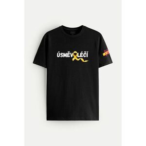 Tričko, Barva Černá, ve spolupráci s DPR, s Potiskem Úsměv Léčí obraz