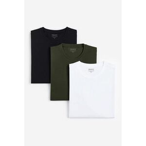 Trička, 3-kusy – Černá, Khaki, Bílá obraz