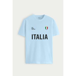Tričko, Barva Nebesky Modrá , s Potiskem Italia Bold obraz
