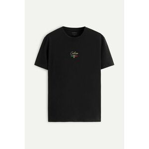 Tričko, Barva Černá, s Potiskem Golden Calcio Italian Stripe obraz