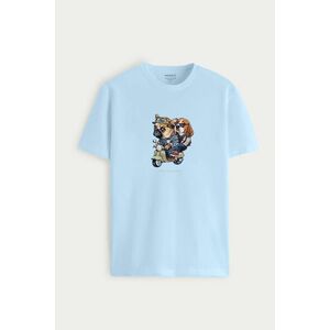 Tričko, Barva Nebesky Modrá , s Potiskem Young Frenchy and Woofy obraz