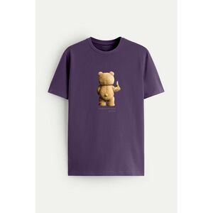 Tričko, Barva Fialová , s Potiskem My Own Rules Teddy obraz