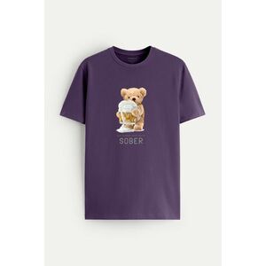 Tričko, Barva Fialová , s Potiskem Love My Beer Teddy obraz