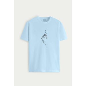 Tričko, Barva Nebesky Modrá , s Potiskem Abstract Face obraz