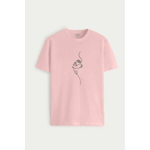 Tričko, Barva Růžová, s Potiskem Abstract Face obraz