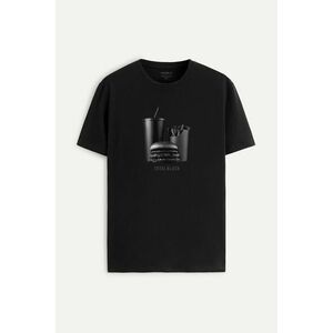 Tričko, Barva Černá, s Potiskem Total Black Mood obraz