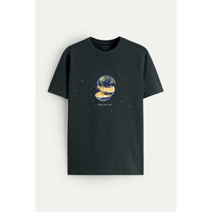 Tričko, Barva Železitě Šedá, s Potiskem Sliced Earth obraz