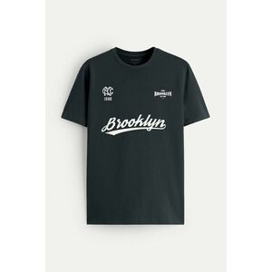 Tričko, Barva Železitě Šedá, s Potiskem Brooklyn 1986 obraz