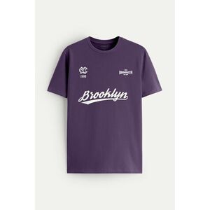 Tričko, Barva Fialová , s Potiskem Brooklyn 1986 obraz