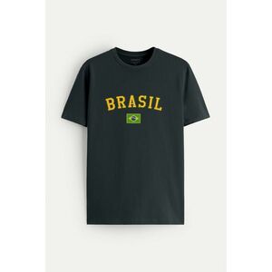 Tričko, Barva Železitě Šedá, s Potiskem Viva Brasil obraz