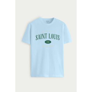 Tričko, Barva Nebesky Modrá , s Potiskem Saint Louis 1984 obraz
