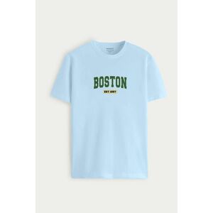 Tričko, Barva Nebesky Modrá , s Potiskem Boston Vintage obraz