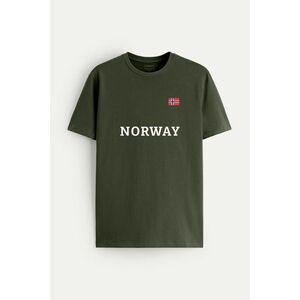 Tričko, Barva Khaki, s Potiskem Norway obraz
