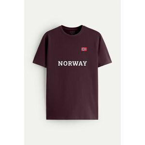 Tričko, Barva Bordó, s Potiskem Norway obraz