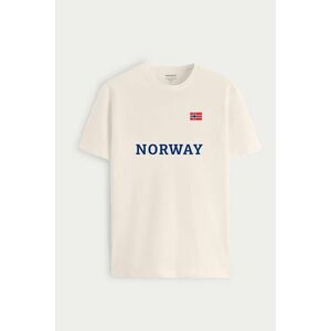 Tričko, Barva Ekru, s Potiskem Norway obraz