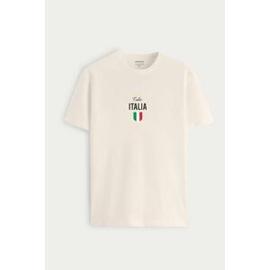 Tričko, Barva Ekru, s Potiskem Calcio Italia obraz