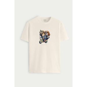 Tričko, Barva Ekru, s Potiskem Young Frenchy and Woofy obraz