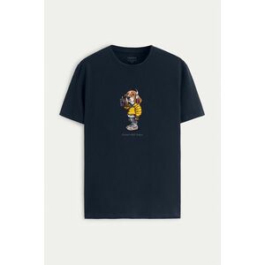 Tričko, Barva Modrá, s Potiskem Old Days Woofy obraz