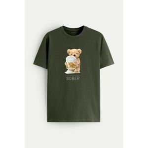 Tričko, Barva Khaki, s Potiskem Love My Beer Teddy obraz