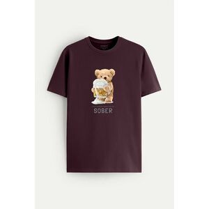 Tričko, Barva Bordó, s Potiskem Love My Beer Teddy obraz
