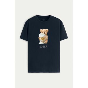 Tričko, Barva Modrá, s Potiskem Love My Beer Teddy obraz