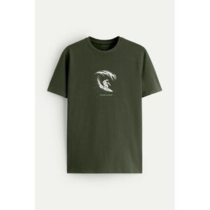 Tričko, Barva Khaki, s Potiskem Moon Surfer obraz