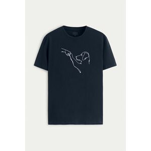 Tričko, Barva Modrá, s Potiskem Dog High Five obraz