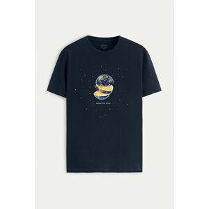 Tričko, Barva Modrá, s Potiskem Sliced Earth obraz