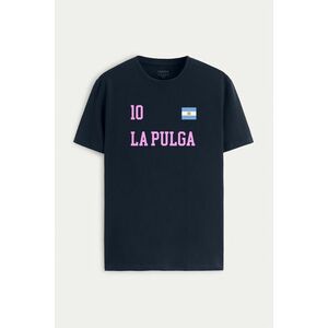 Tričko, Barva Modrá, s Potiskem La Pulga GOAT 10 obraz