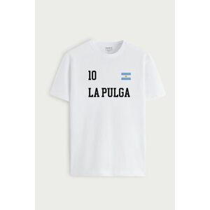 Tričko, Barva Bílá, s Potiskem La Pulga GOAT 10 obraz