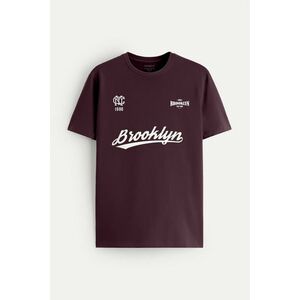 Tričko, Barva Bordó, s Potiskem Brooklyn 1986 obraz