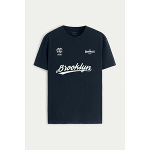 Tričko, Barva Modrá, s Potiskem Brooklyn 1986 obraz