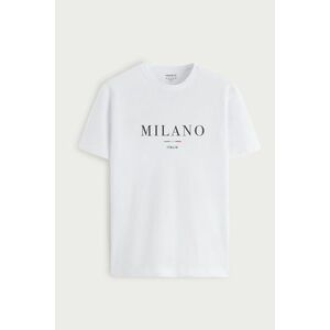 Tričko, Barva Bílá, s Potiskem Milano Italia Stripe obraz