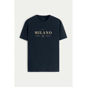 Tričko, Barva Modrá, s Potiskem Milano Limited Edition obraz